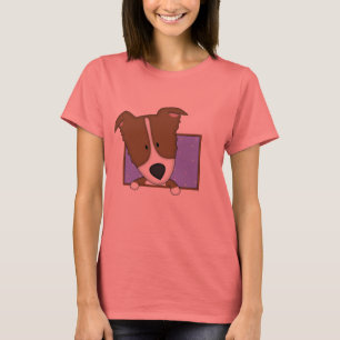 Cartoon bruine grens Collie Dames T-Shirt
