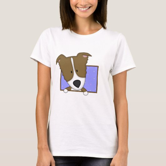 Cartoon bruine grens Collie Dames T-Shirt (Voorkant)