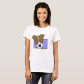 Cartoon bruine grens Collie Dames T-Shirt (Voorkant volledig)