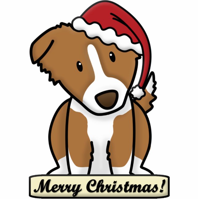 Cartoon bruine grens Collie kerstversiering Fotobeeldje Ornament (Voorkant)