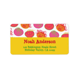 Cartoon Bubblegum Face Children Kinder Party Label