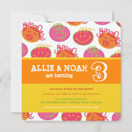 Cartoon Bubblegum Gezicht Twins Verjaardag Foto ui Kaart