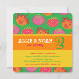 Cartoon Bubblegum Gezicht Twins Verjaardag Foto ui Kaart