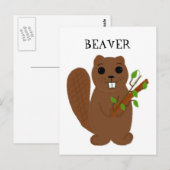 Cartoon Buck Tand Bever Briefkaart (Voorkant / Achterkant)