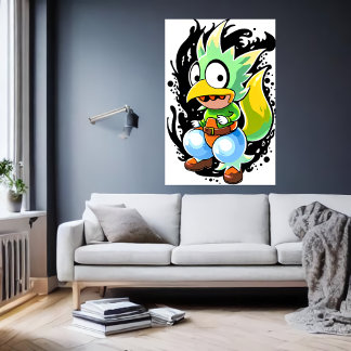 Cartoon buitenaards vogelwezen | AI Art Poster