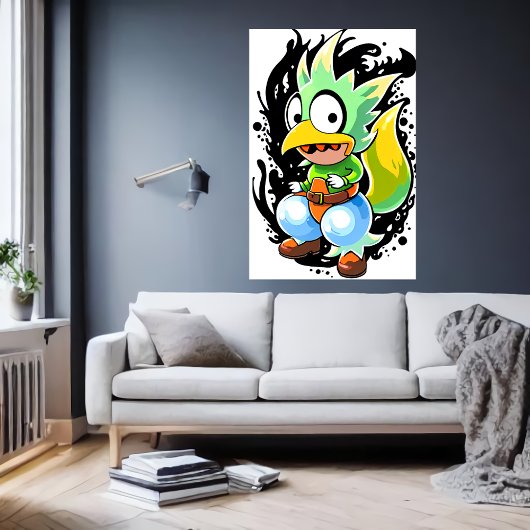 Cartoon buitenaards vogelwezen | AI Art Poster