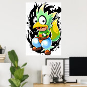 Cartoon buitenaards vogelwezen | AI Art Poster (Thuiskantoor)