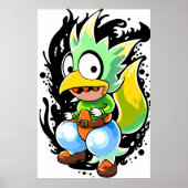 Cartoon buitenaards vogelwezen | AI Art Poster (Voorkant)