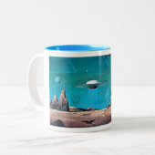 Cartoon buitenruimte Tweekleurige Koffiemok (Voorkant links)