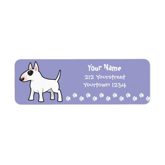 Cartoon Bull Terrier Etiket (Voorkant)