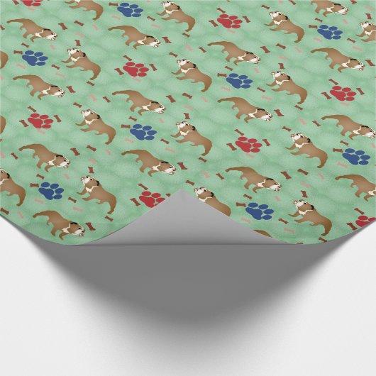 Cartoon Bulldog Male Cadeaupapier (Hoek)