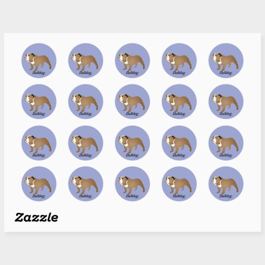 Cartoon Bulldog Ronde Sticker (Vel)