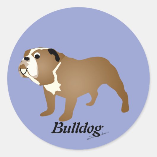 Cartoon Bulldog Ronde Sticker (Voorkant)