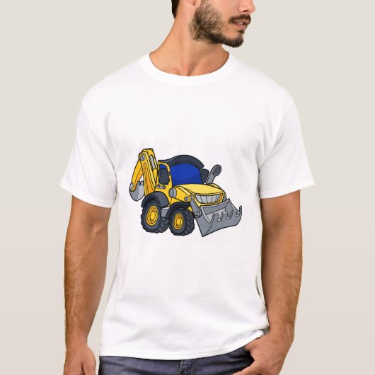 Cartoon Bulldozer Digger Vehicle T-shirt (Voorkant)