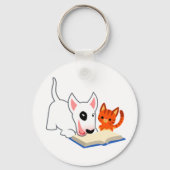 Cartoon Bullie en Kat met Book Sleutelhanger (Voorkant)