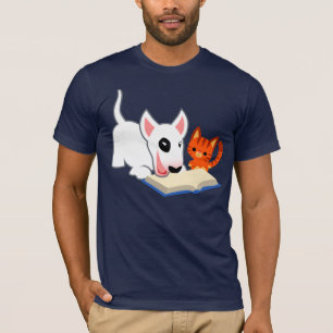 Cartoon Bullie en Kat met Book T-Shirt