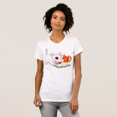 Cartoon Bullie en Kat met Book Women T-Shirt (Voorkant volledig)