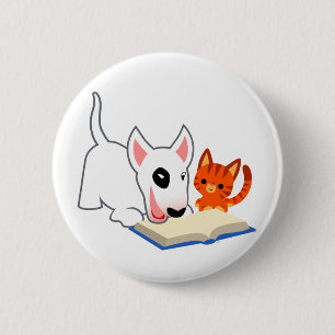 Cartoon Bullie en Kat met geblindeerde Button