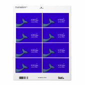 Cartoon bultrug walvis staart wijn of waterfles etiket (Full Sheet)