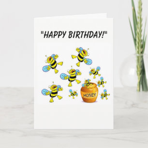 Cartoon Bumble-bee Birthday Card Kaart