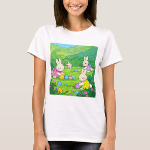 Cartoon Bunnies Paaseieren T-shirt