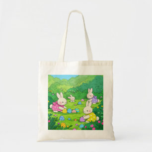 Cartoon Bunnies Paaseieren Tote Bag