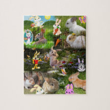 Cartoon Bunny / Baby konijn Jigzaag Puzzle voor ki