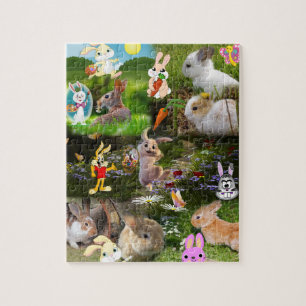 Cartoon Bunny / Baby konijn Jigzaag Puzzle voor ki Legpuzzel