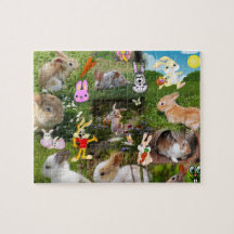 Cartoon Bunny / Baby konijn Jigzaag Puzzle voor ki