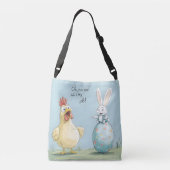 Cartoon Bunny Chick Egg Easter Fun Crossbody Tas (Achterkant)