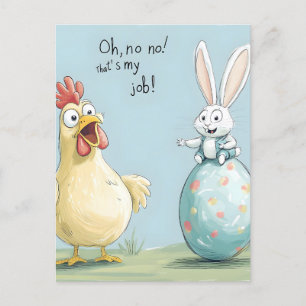 Cartoon Bunny Chick Egg Easter Fun Feestdagenkaart