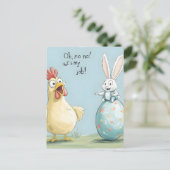 Cartoon Bunny Chick Egg Easter Fun Feestdagenkaart (Staand voorkant)