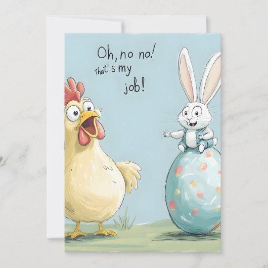 Cartoon Bunny Chick Egg Easter Fun Feestdagenkaart (Voorkant)