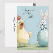 Cartoon Bunny Chick Egg Easter Fun Feestdagenkaart (Voorkant / Achterkant)