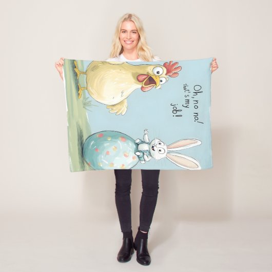 Cartoon Bunny Chick Egg Easter Fun Fleece Deken (In situ)
