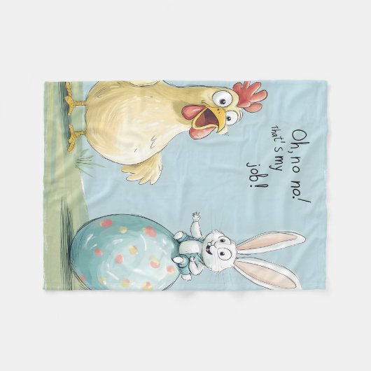 Cartoon Bunny Chick Egg Easter Fun Fleece Deken (Voorkant (Horizontaal))