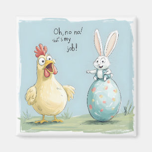 Cartoon Bunny Chick Egg Easter Fun Magneet