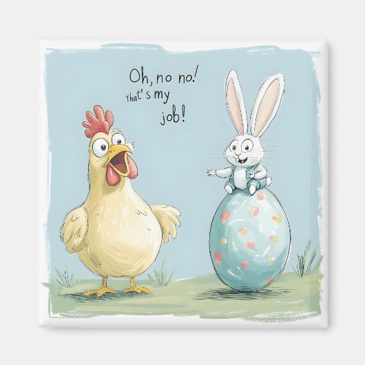 Cartoon Bunny Chick Egg Easter Fun Magneet (Voorkant)