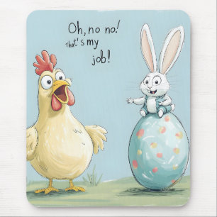 Cartoon Bunny Chick Egg Easter Fun Muismat