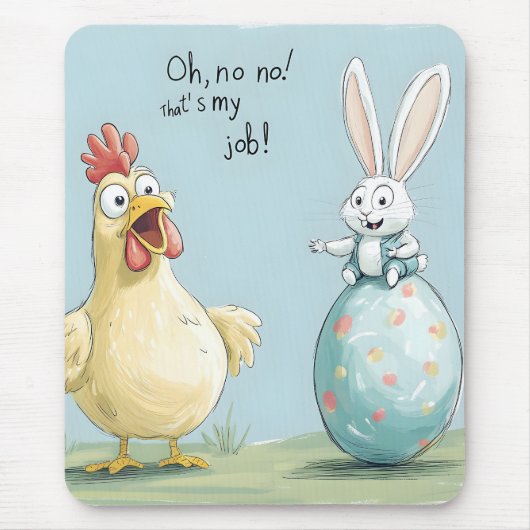 Cartoon Bunny Chick Egg Easter Fun Muismat (Voorkant)