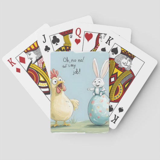 Cartoon Bunny Chick Egg Easter Fun Pokerkaarten (Achterkant)