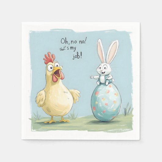 Cartoon Bunny Chick Egg Easter Fun Servet (Voorkant)