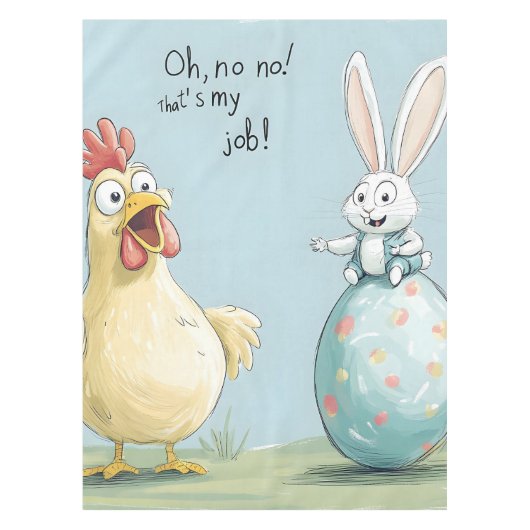Cartoon Bunny Chick Egg Easter Fun Tafelkleed (Voorkant)