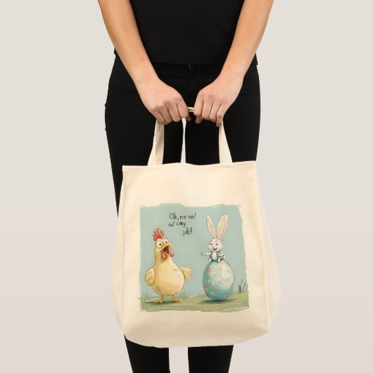 Cartoon Bunny Chick Egg Easter Fun Tote Bag (Voorkant (product))