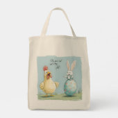 Cartoon Bunny Chick Egg Easter Fun Tote Bag (Achterkant)