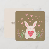 Cartoon Bunny & Hearts Custom 5.25 "x 5.25" Feestdagenkaart (Voorkant / Achterkant)