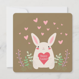 Cartoon Bunny & Hearts Custom 5.25 "x 5.25" Feestdagenkaart