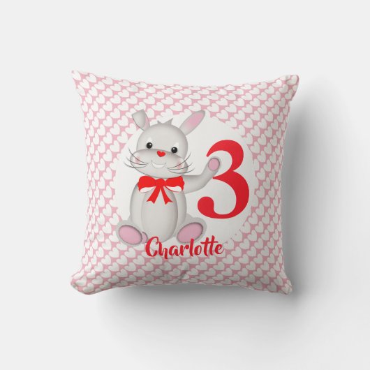 Cartoon Bunny Rabbit Pink Kussen (Voorkant)