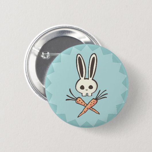 Cartoon Bunny Skull en Crossbones Button (Voorkant /achterkant)