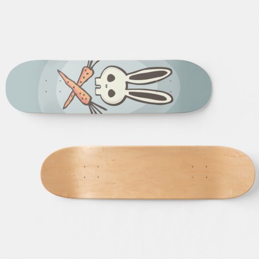 Cartoon Bunny Skull en Crossbones Skateboard (Horizontaal)